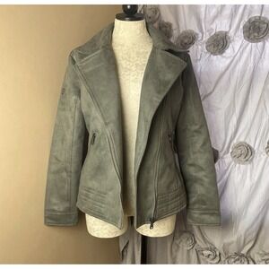 F collection ferrari gray‎ leather/suede vintage zip up jacket size Small Unisex